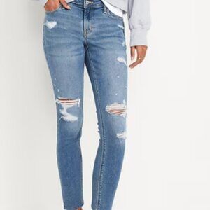 Old Navy Rockstar Super Skinny Ankle Length Mid Rise Distressed Light Wash Jeans